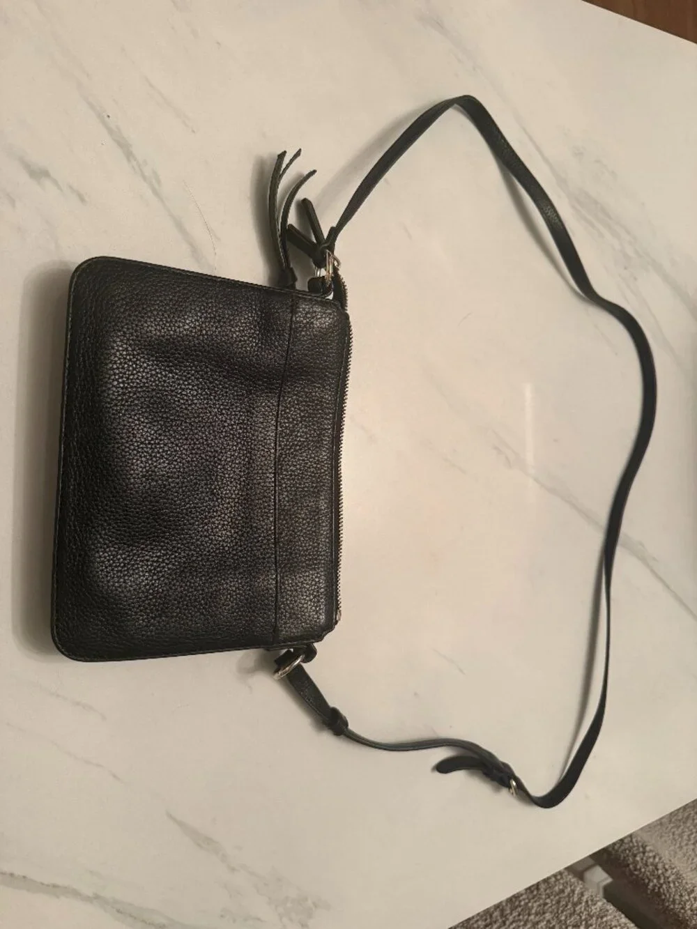 Vince Camuto Black Pebbled Leather Crossbody Bag
